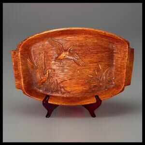 Vintage 1959 Multi Products Inc. Carved Duck Tray Mid-Century Faux Wood